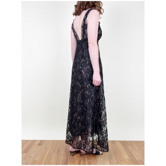 Vintage Black Floral Lace Duster - Picture 3 of 9